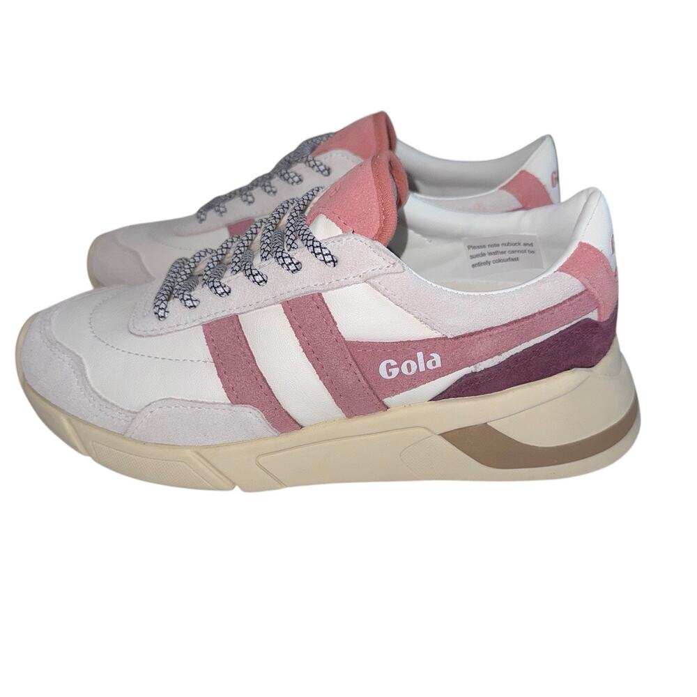 Gola Eclipse Pure Women White dusty rose Pink Lace Up Sneakers Shoes SZ/5 - Picture 5 of 14